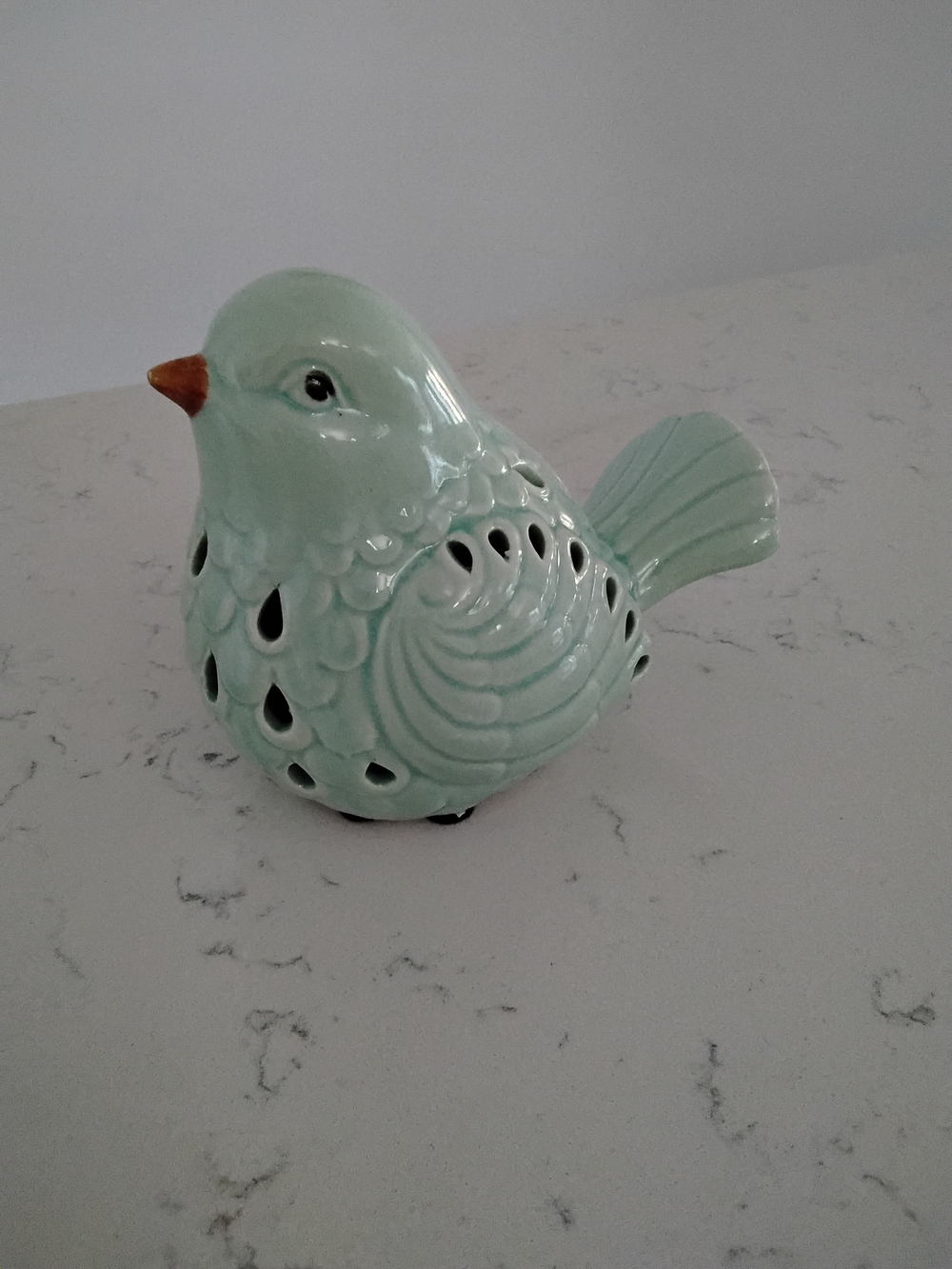 Mint Green Ceramic Bird Figurine